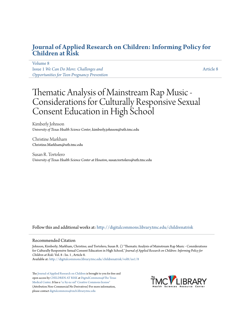 Thematic Analysis of Mainstream Rap Music