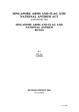 Singapore Arms and Flag and National Anthem Act (Chapter 296)