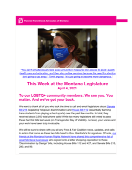 This Week at the Montana Legislature April 4, 2021