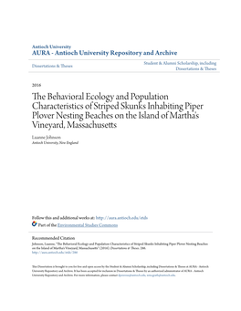 The Behavioral Ecology and Population Characteristics Of