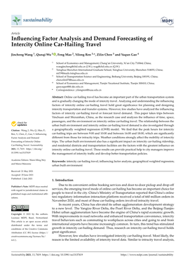 Influencing Factor Analysis and Demand Forecasting of Intercity