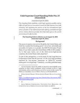 Utah Supreme Court Standing Order No. 15