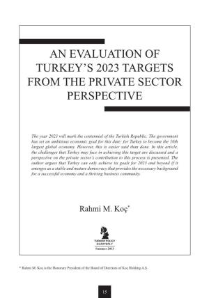 An Evaluation of Turkey's 2023 Targets from the Private Sector Perspective