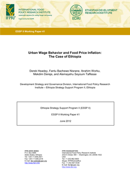 Urban Wage Behavior and Food Price Inflation: the Case of Ethiopia