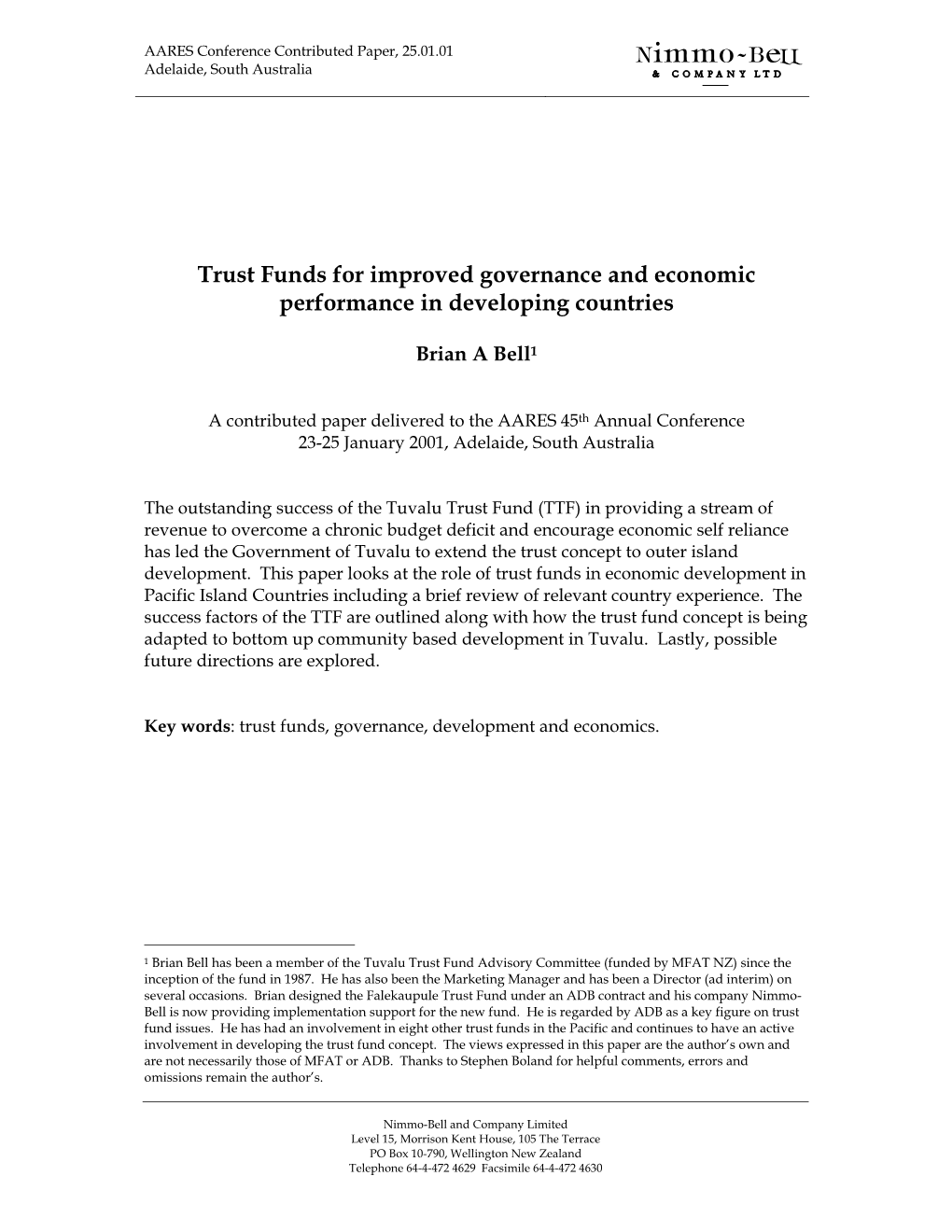 Trust Funds for Improved Governance and Economic Performance in Developing Countries