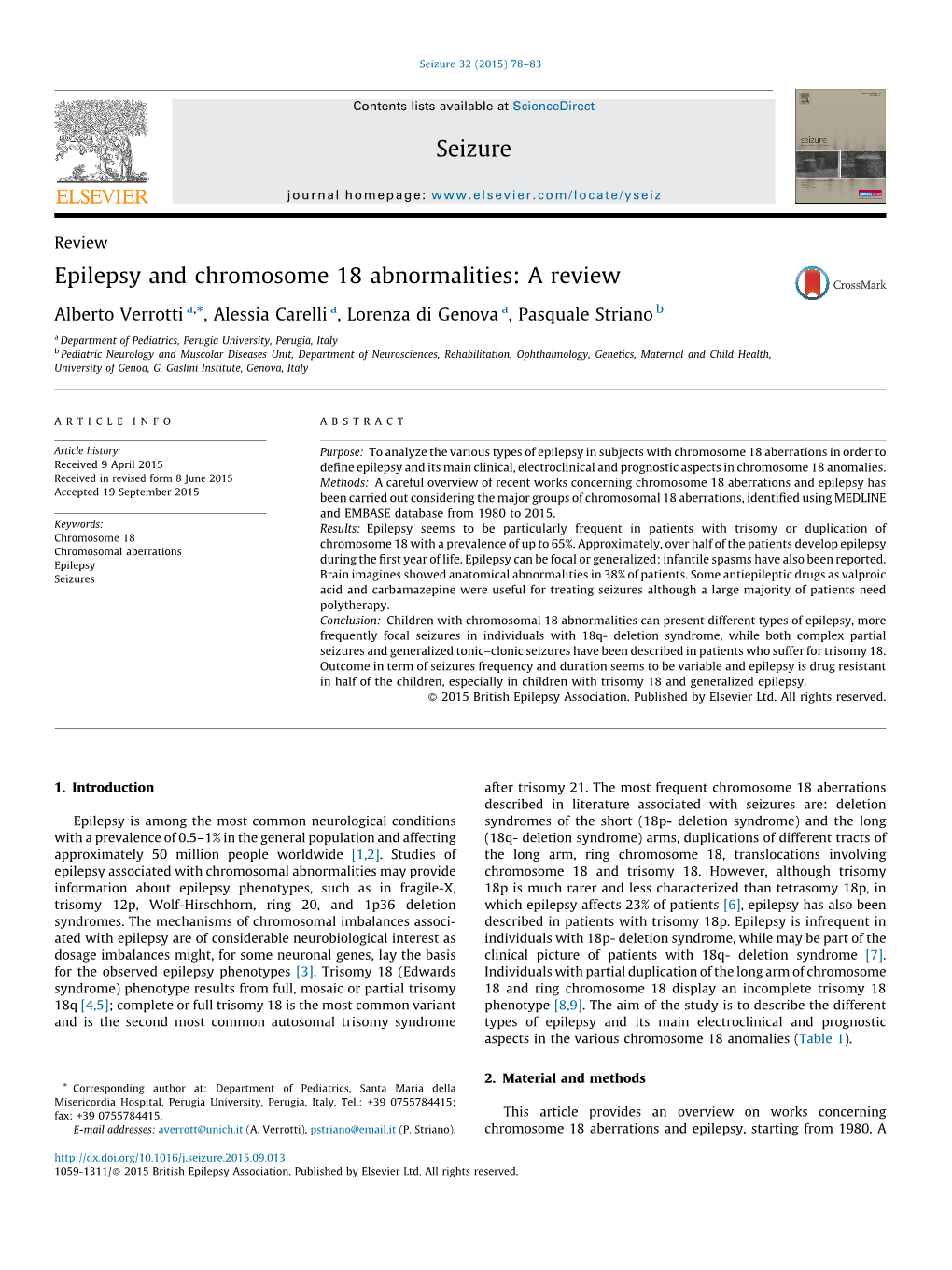 Epilepsy and Chromosome 18 Abnormalities: a Review