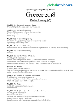 LC Greece 2018 Itinerary