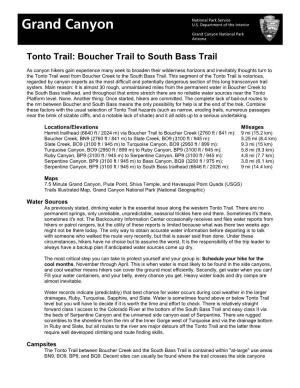 Tonto Trail: Boucher Trail to South Bass Trail