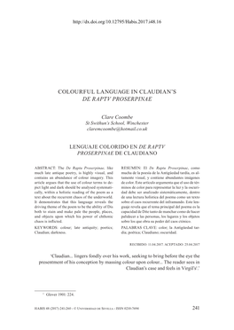 Colourful Language in Claudian's De Raptv