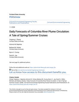 Daily Forecasts of Columbia River Plume Circulation: a Tale of Spring/Summer Cruises