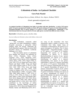 Checklist of Indian Collembola (Insecta: Apterygota)