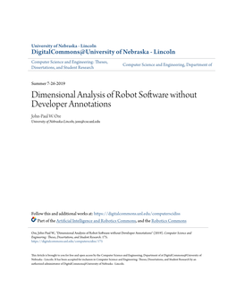 Dimensional Analysis of Robot Software Without Developer Annotations John-Paul W