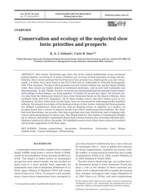 Conservation and Ecology of the Neglected Slow Loris: Priorities and Prospects