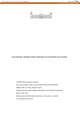 Análisis Del Tiempo Como Variable En Economía Financiera