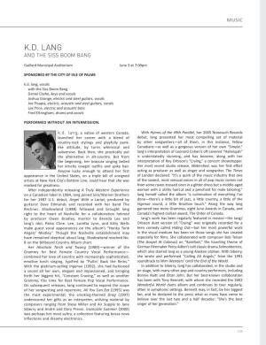 K.D. Lang and the Siss Boom Bang