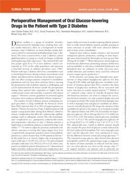 Perioperative Management of Oral Glucose-Lowering Drugs in The