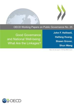 Good Governance and National Well-Being: What Are the Linkages?