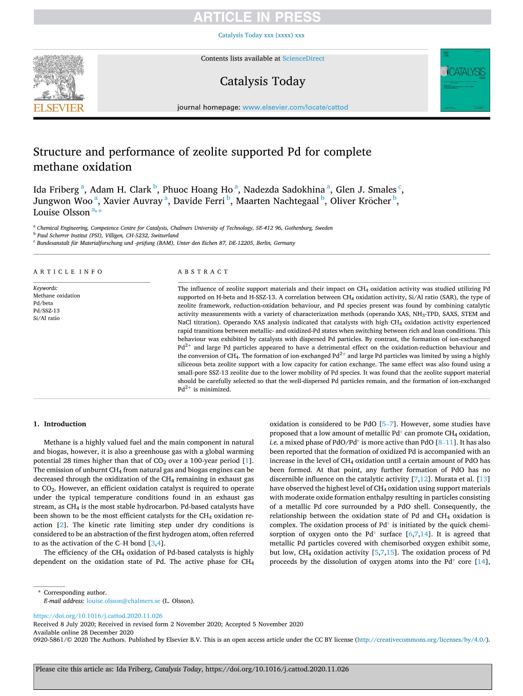 Structure and Performance of Zeolite Supported Pd for Complete Methane Oxidation