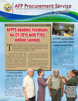 AFPPS Doubles Residuals for CY 2015 with P765 Million Savings