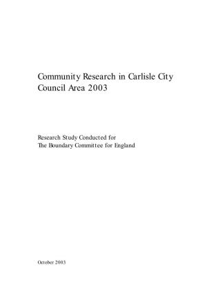 Community Research in Carlisle City Council Area 2003