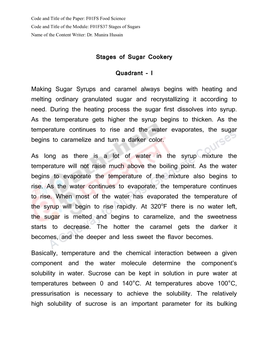 Stages of Sugar Cookery Quadrant