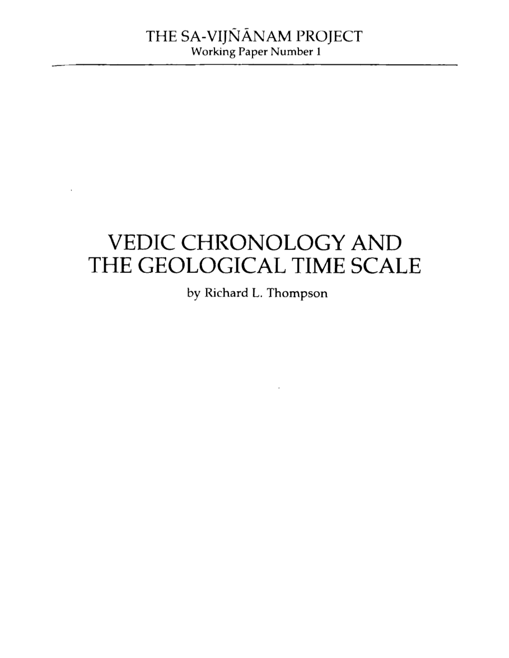 1981 Vedic Chronology & Geological Time Scale