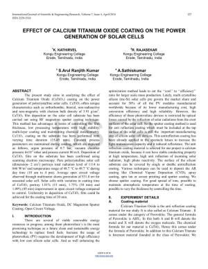 Effect of Calcium Titanium Oxide Coating on the Power Generation of Solar Cells