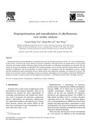 Disproportionation and Transalkylation of Alkylbenzenes Over Zeolite Catalysts