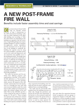 A NEW POST-FRAME FIRE WALL Benefits Include Faster Assembly Time and Cost Savings