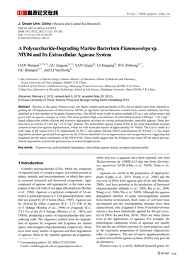 A Polysaccharide-Degrading Marine Bacterium Flammeovirga Sp. MY04 and Its Extracellular Agarase System