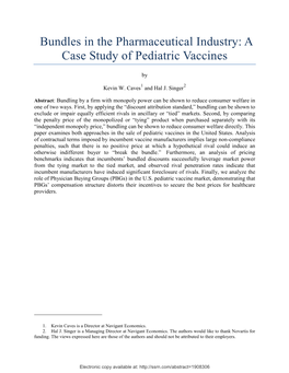 Bundles in the Pharmaceutical Industry: a Case Study of Pediatric Vaccines