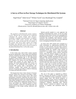 A Survey of Peer-To-Peer Storage Techniques for Distributed File Systems