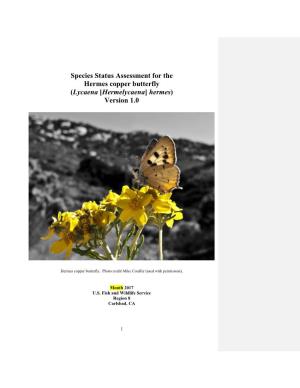 Species Status Assessment for the Hermes Copper Butterfly (Lycaena [Hermelycaena] Hermes) Version 1.0