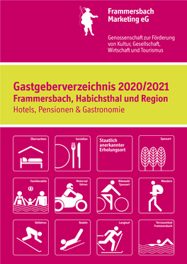 Gastgeberverzeichnis 2020/2021 Frammersbach, Habichsthal Und Region Hotels, Pensionen & Gastronomie