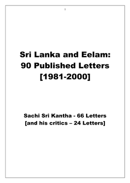 Sri Lanka and Eelam: 90 Published Letters [1981-2000]