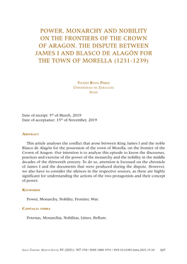 Power, Monarchy and Nobility on the Frontiers of the Crown of Aragon