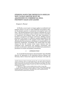 Striking Down the Impervious Shields: Why Caveat Emptor Must Be Abandoned in Commercial Real Property Sales and Leases