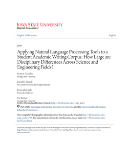 Applying Natural Language Processing Tools to a Student Academic Writing Corpus: How Large Are Disciplinary Differences Across Science and Engineering Fields? Scott A