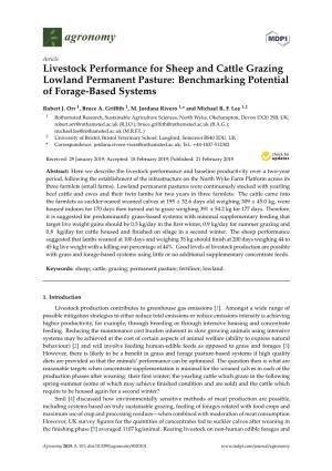 Livestock Performance for Sheep and Cattle Grazing Lowland Permanent Pasture: Benchmarking Potential of Forage-Based Systems