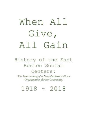History of the East Boston Social Centers: the Intertwining of a Neighborhood with an Organization for the Community
