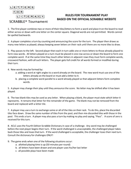 Rules for Tournament Play Based on the Official Scrabble Website