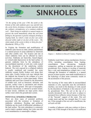 SINKHOLES Mines Minerals and Energy