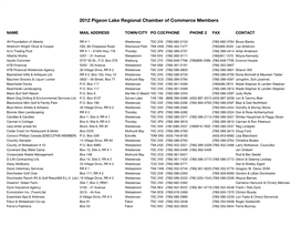 2012 Pigeon Lake Regional Chamber of Commerce Members