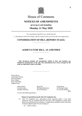 Agriculture Bill, As Amended