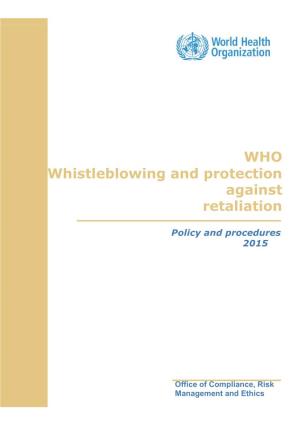 Policy on Whistleblowing and Protection Against Retaliation