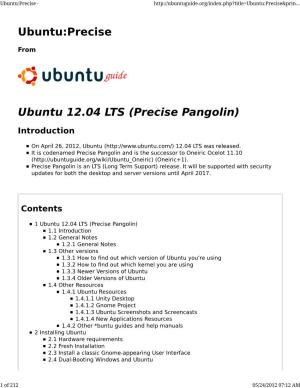 Ubuntu:Precise Ubuntu 12.04 LTS (Precise Pangolin)