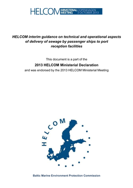 HELCOM Interim Guidance on Technical and Operational Aspects of Delivery of Sewage by Passenger Ships to Port Reception Facilities