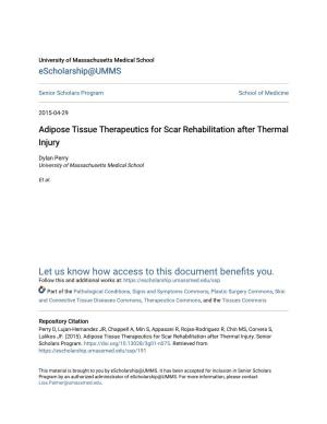 Adipose Tissue Therapeutics for Scar Rehabilitation After Thermal Injury