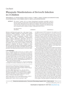 Rheumatic Manifestations of Bartonella Infection in 2 Children MOHAMMAD J