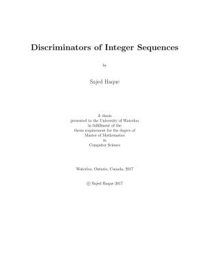 Discriminators of Integer Sequences